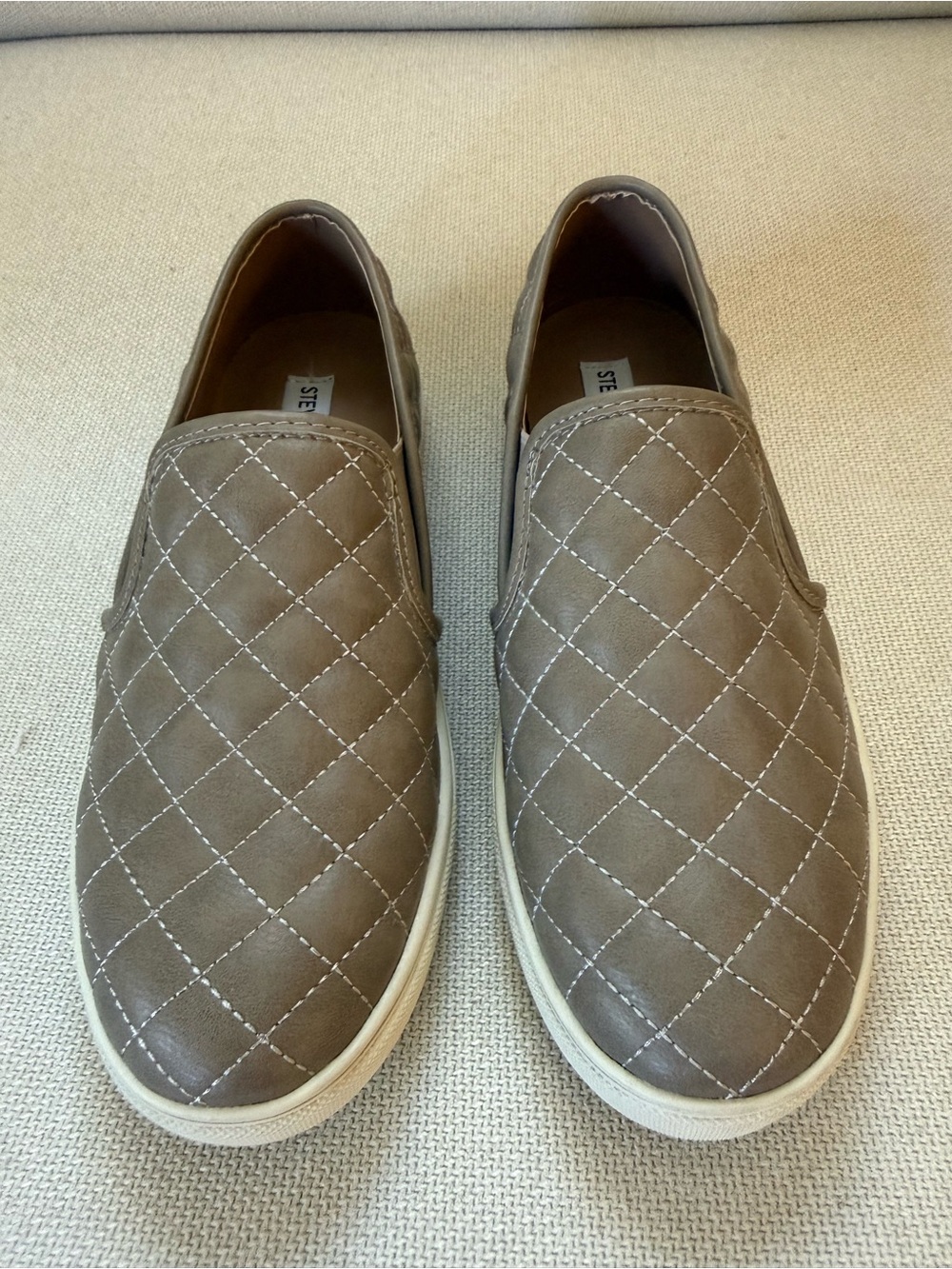 Steve Madden Quilted Taupe Slip-On Sneakers